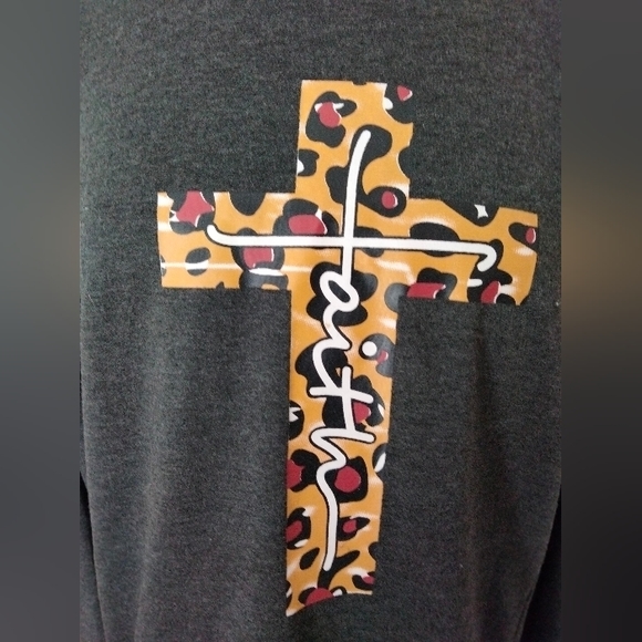 "Faith"world sweater sweatshirt Gray Long sleeve comfortable wear size XL - Picture 5 of 14